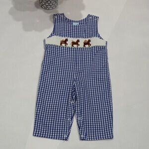 Blue Gingham Kids Overalls